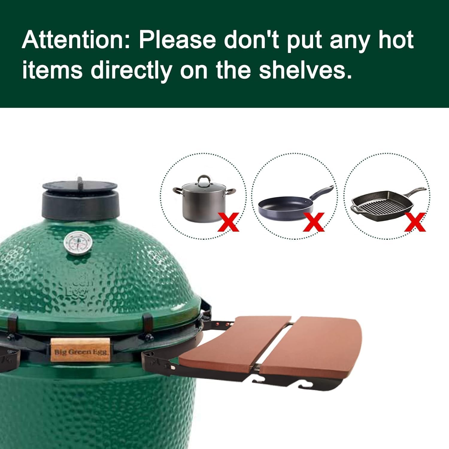Side Shelves for Big Green Egg Charcoal Grill Table for M BGE,New Upgrade Table for Big Size Green Egg Charcoal Grill Accessories