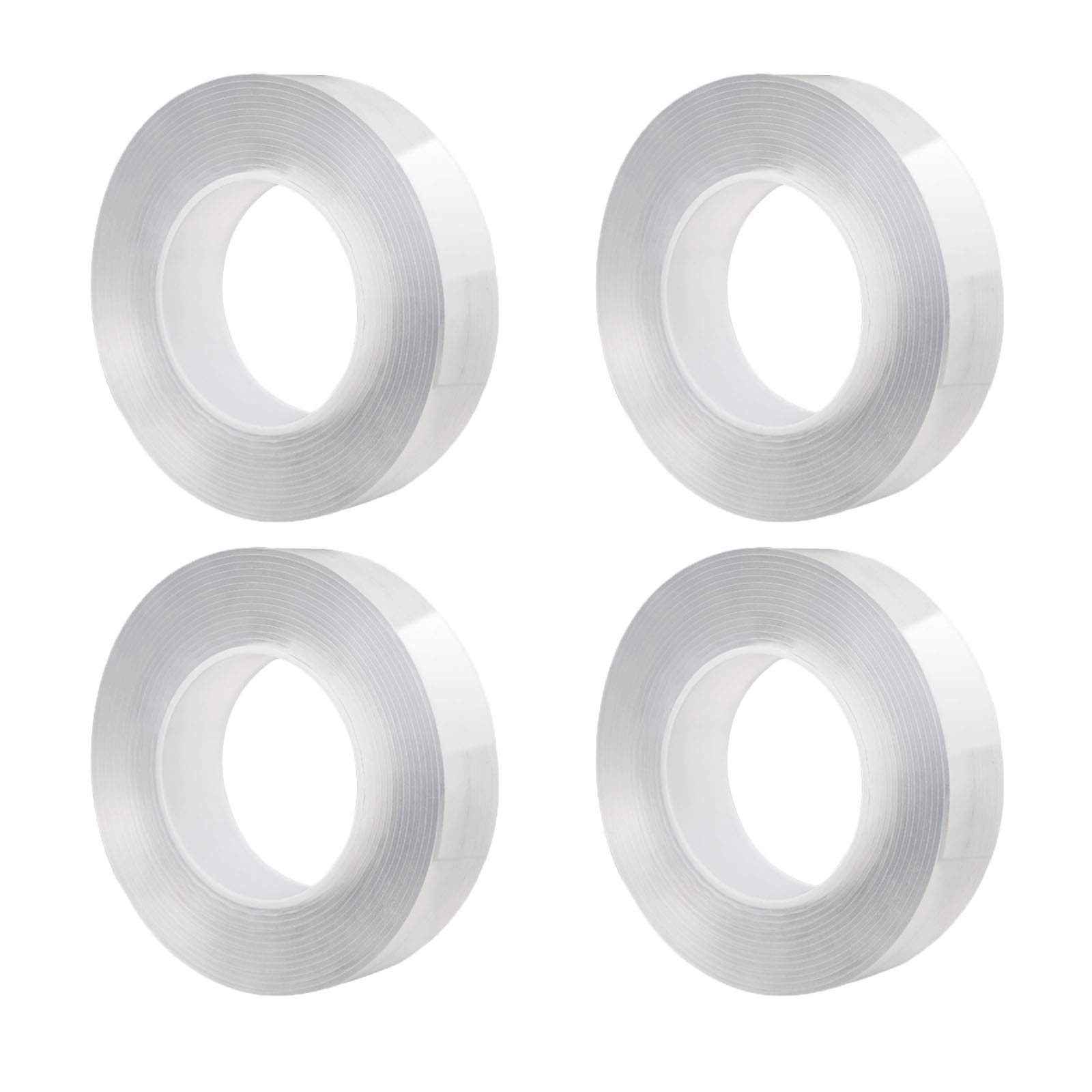 Nastro adesivo biadesivo, multifunzione, riutilizzabile, lavabile, senza lasciare traceless, strisce adesive da parete per cucina, feste, incolla foto poster, fissaggio tappeti, 4 pezzi