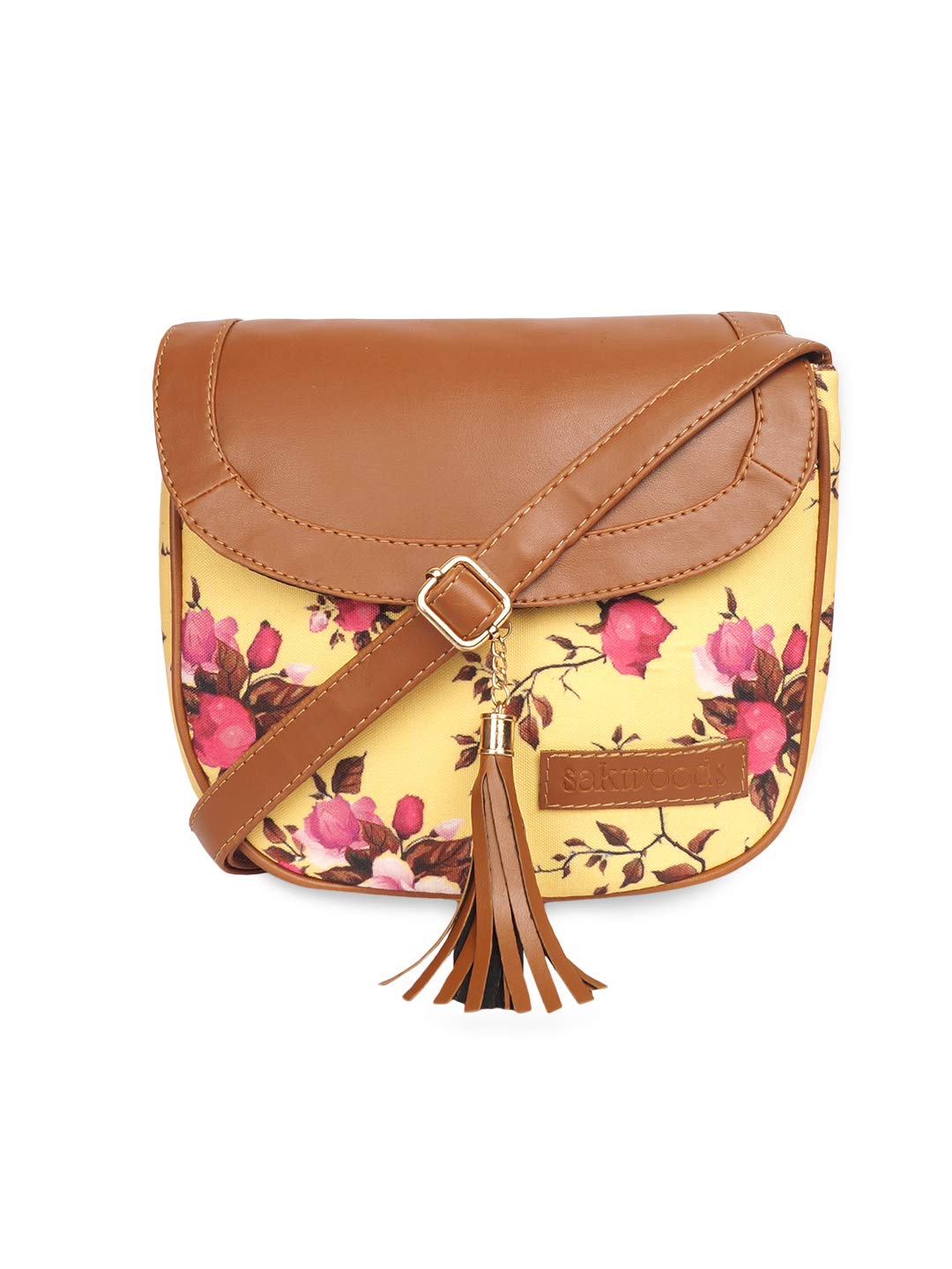 Sakwoods Women Printed Canvas Yellow Sling Bag (B08KQ7PSWV) Amazon Price History, Amazon Price Tracker