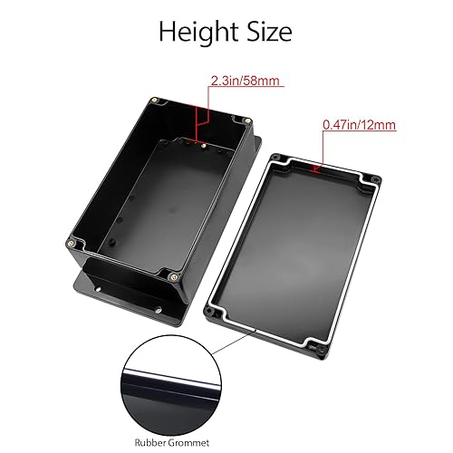 Miniatura 33 de Caja de conexiones impermeable a prueba de polvo IP65 ABS plástico universal para proyectos eléctricos, carcasa negra con oreja fija