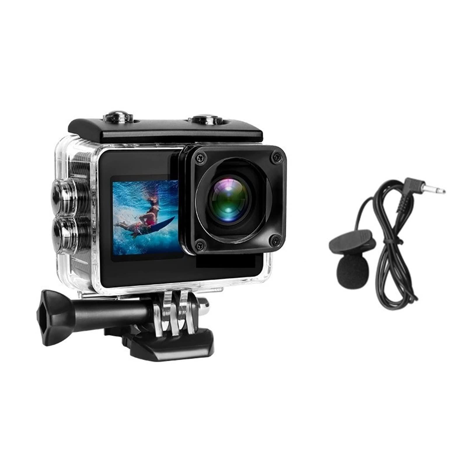 Action Cam, A10 Action Camera 4k EIS Ultra HD 20MP 170D Subacquea Impermeabile Cam Touch Screen 4X Zoom Video Go Sport PRO Cam,All'aperto, Sport, Video(4,Cam And Mic)