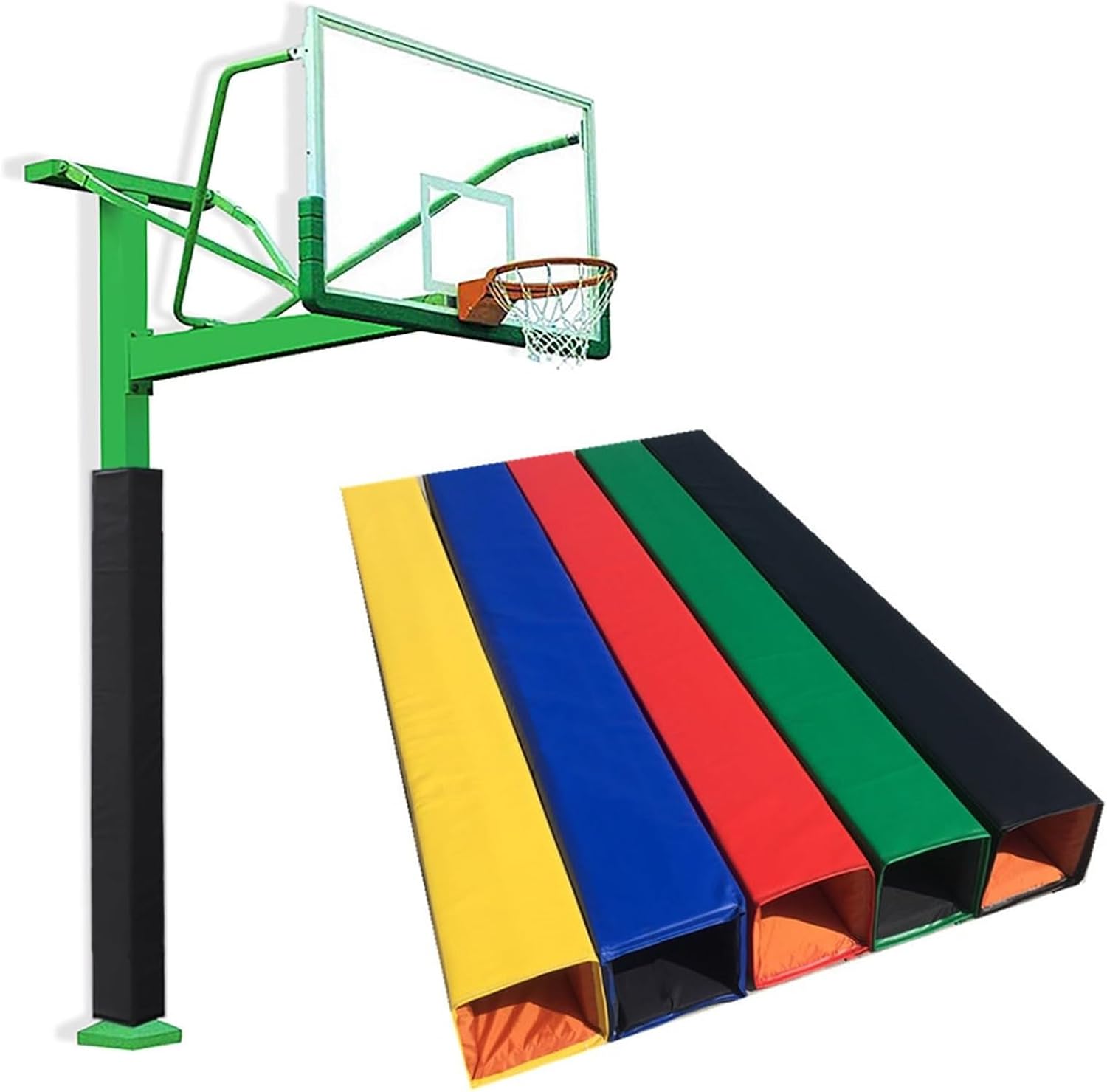Square Basketball Pole Pad, Heavy Duty Protective Pole Padding Fits 5"x5", 6"x6" Pole, Thick Foam Goal Post Protector Cushion Safety Wrap for Square Pole Outdoor