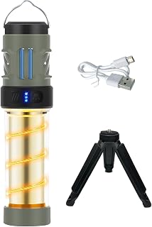Repelix Buzz Defense Portable Flashlight, Rechargeable LED Camping Lantern | Magnetic Design, Dual Heating, with Tripod, Waterproof Camping Lamp for Patio Outdoor Camping, 12Refill