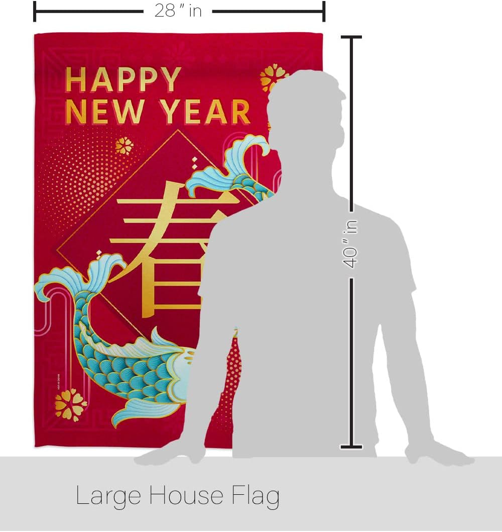 Spring Chinese New Year Indoor Decor Banner Room Wall Art Patio Porch Lawn Garden Flag Outdoor Tapestry Yard Signs Lunar New Year Gifts Chinese Decorations Made in USA