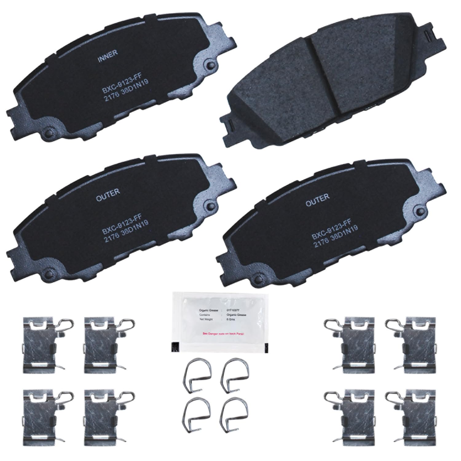 Bendix Priority1 CFC2176 Ceramic Front Brake Pads for Toyota Corolla 2024-2019, Prius 2024-2023, Prius Prime 2022-2020