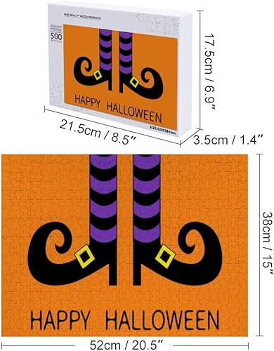 Miniatura 2 de Kuizee Jigsaw Puzzle 1000 Pieces Puzzle for Adults Happy Halloween Cute Cartoon Orange School Kids Teens Educational Intellectual Decompressing