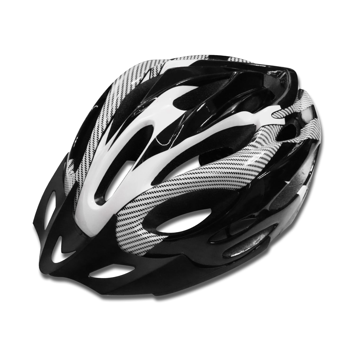 FABTEC® White-Black Cycling & Skating Helmet with Detachable Visor | Ultra-Light Mountain Bike Helmet with Ventilated Shell, Shock-Absorbing Padding, Adjustable Strap | Ideal for Men, Women & Kids