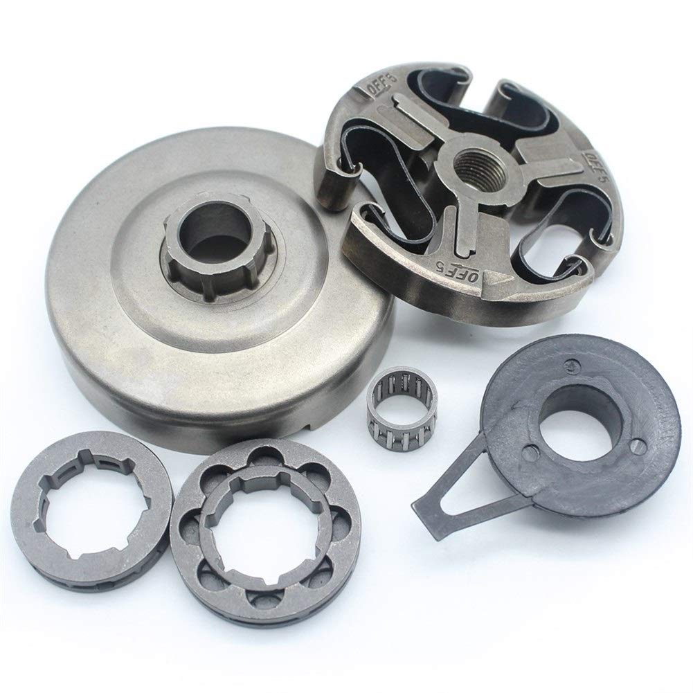 Tiempo Beixi Gusano Tambor de Embrague Engranaje Juego de cojinete de Aguja Compatible con Husqvarna 372XP 365 371 372 362 Piezas de la Motosierra con 3/8" 7T 8T piñones Llantas
