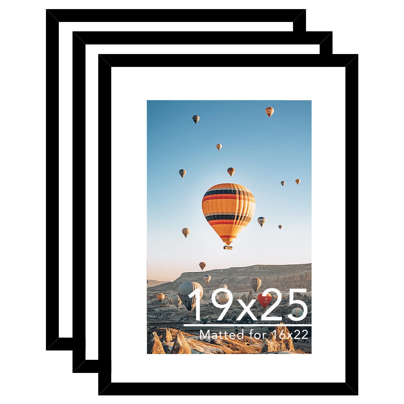 JCJMY 19x25 Picture Frame with Mat Set of 3