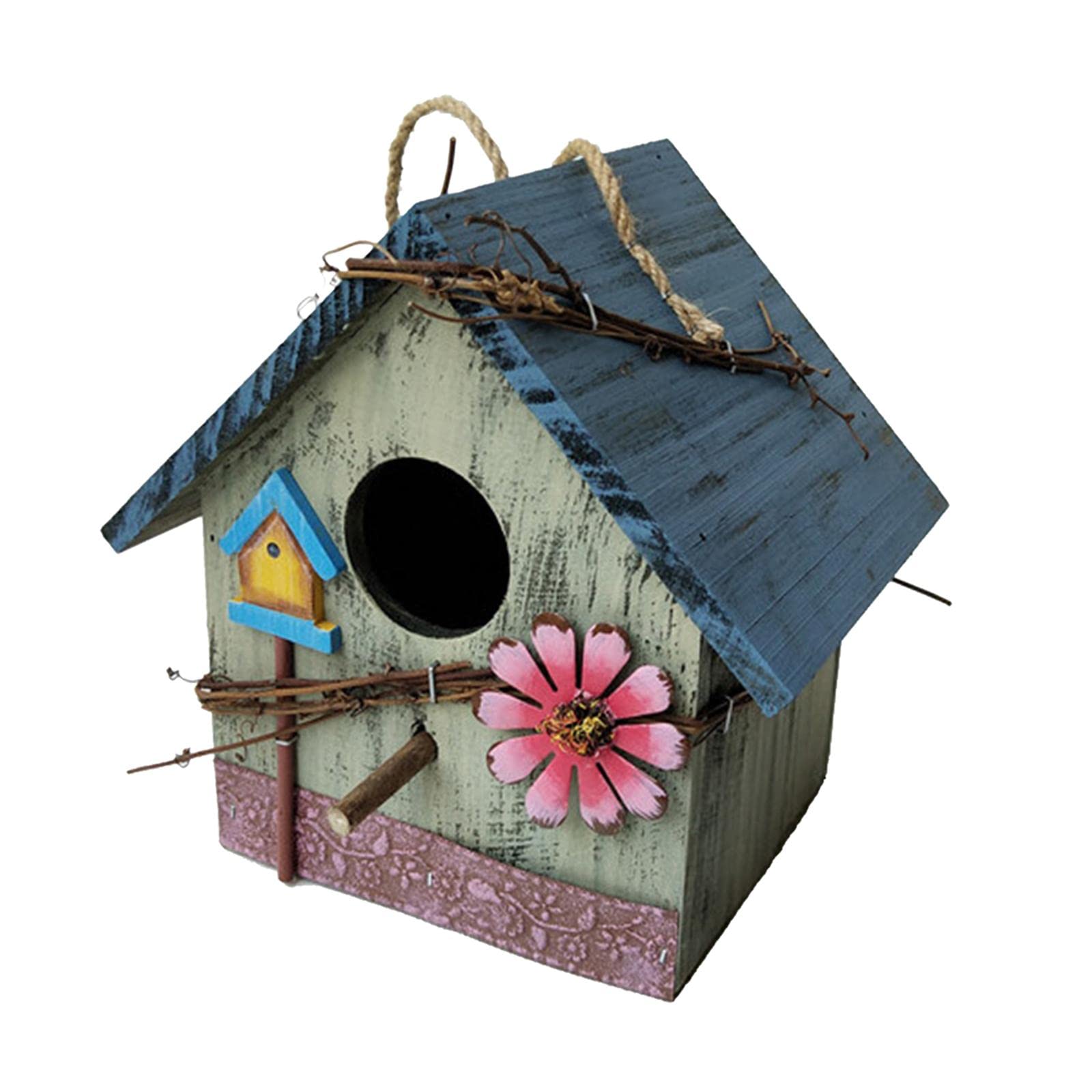 Wooden Hanging Bird House Nest Pastoral Courtyard Garden Decor Light Green |Home & Garden | Yard, Garden & Outdoor Living | Bird & Wildlife Accessories | Birdhouses-image-7