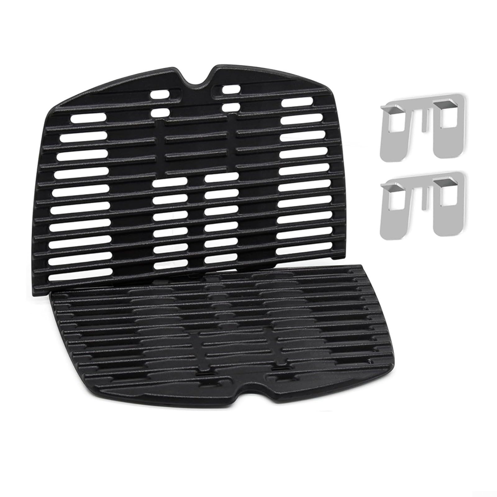 Set di griglie in ghisa per Weber Q100 Q1000 Q1200, 43 x 32 cm, griglie antiaderenti nere per cucinare all'aperto, confezione da 2