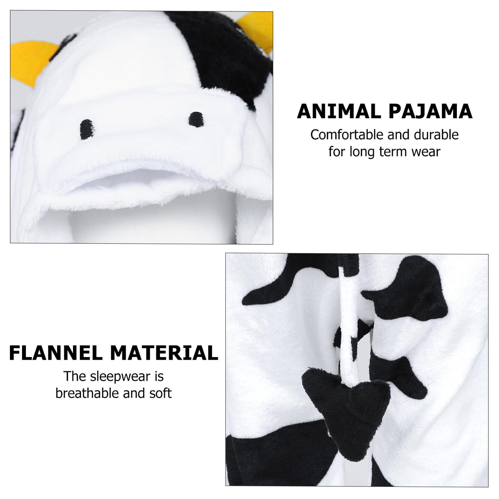 BESTonZON Pigiama da Notte in Flanella a Tema Cartoni Animati Stampa Mucca, Camicia da Notte Creativa Invernale per Donne, Comodo Costume Cosplay per Feste Natalizie e Relax a Casa