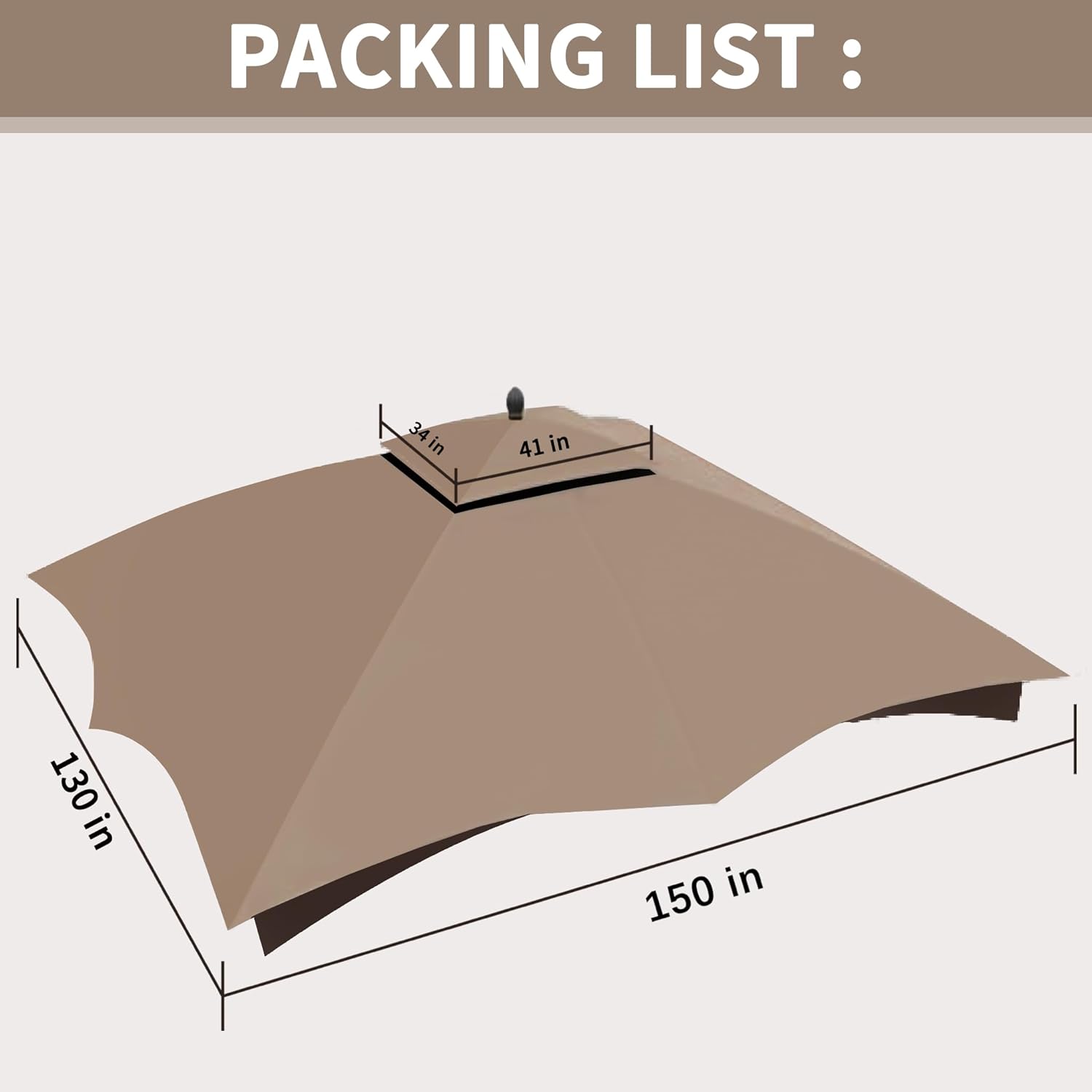 SCOCANOPY Replacement Top Compatible with Lowe's Allen Roth 10X12 Gazebo Model #GF-12S004B-1/#GF-12S004BTO (New Khaki)