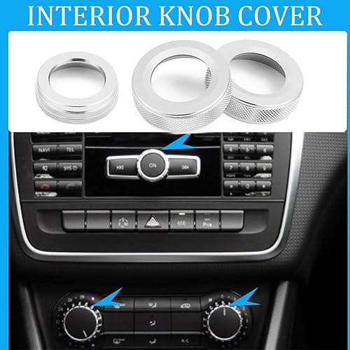 Miniatura 10 de Etiqueta engomada de la cubierta del pomo del volumen del aire acondicionado del coche rojo compatible con Mercedes Benz A B C E GLK GLA CLA GLE ML