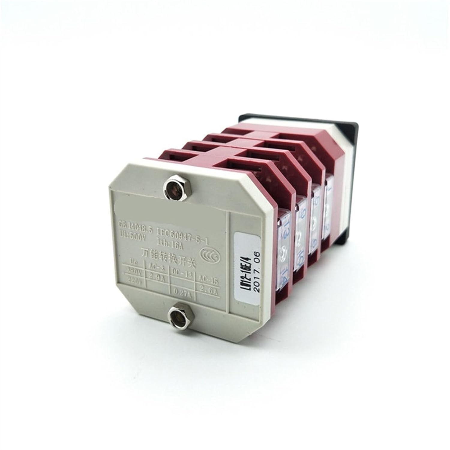 AC 380V 220V 16A 4 Position Rotary Cam Universal Changeover Switch 16 Screw Teminals 1Pcs