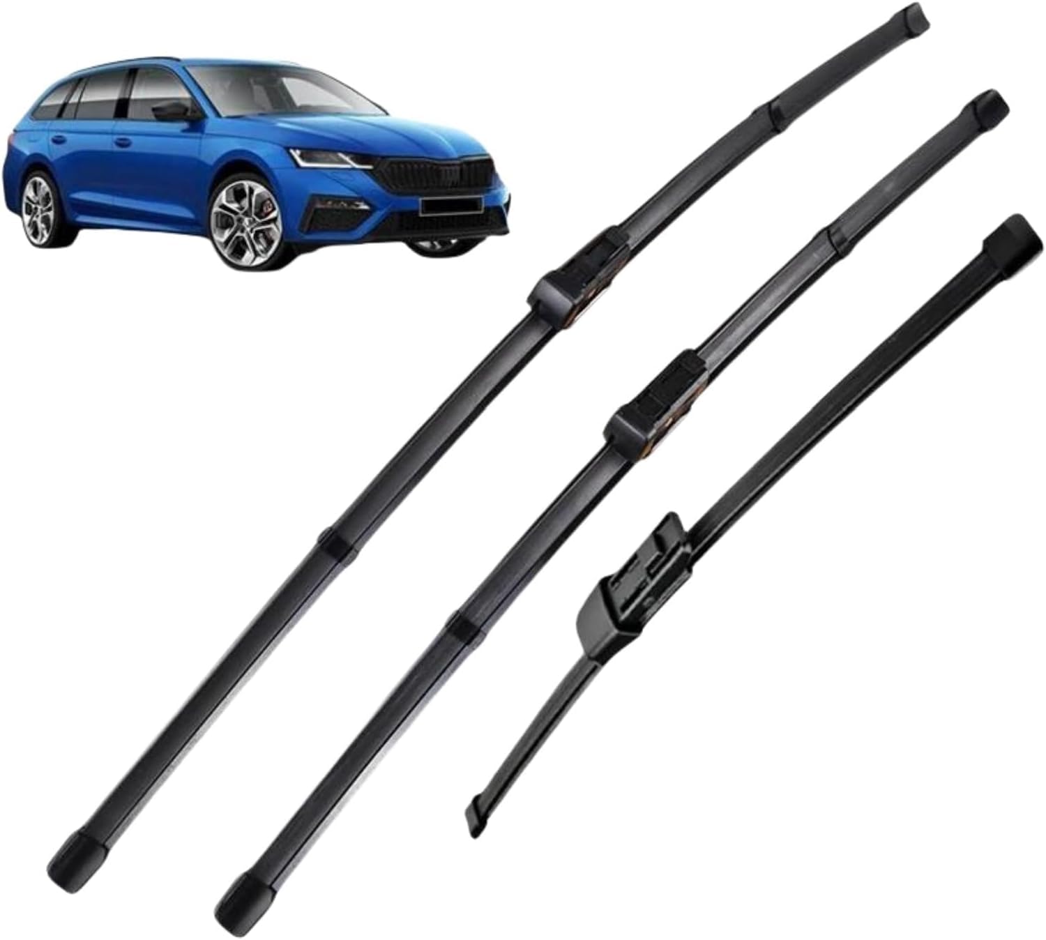 RESKIU Car Front Windshield Wiper Blade Set Replacement for Octavia NX A8 Estate 2019-2023, All Season Windscreen Wipers Quiet Easy Installation