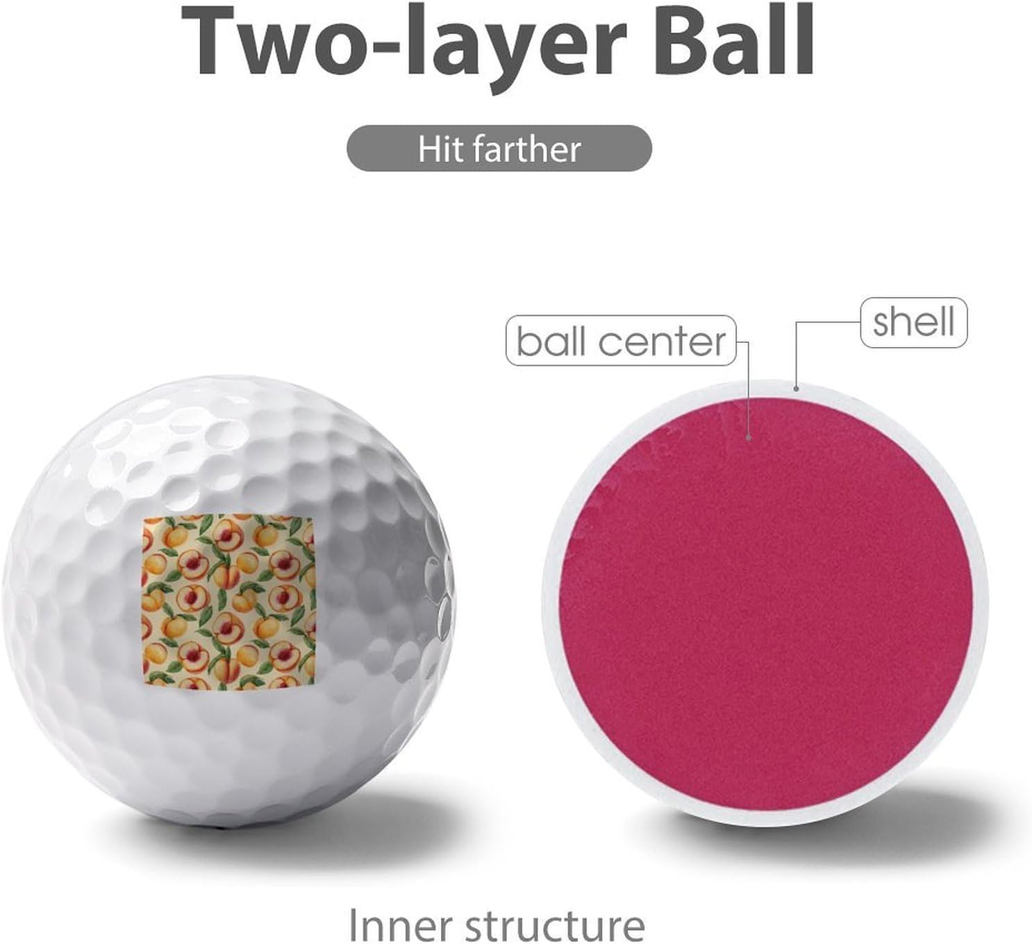 Peach Fruit Standard Golf Balls Performance Golf Distance Ball Gift for Golfers