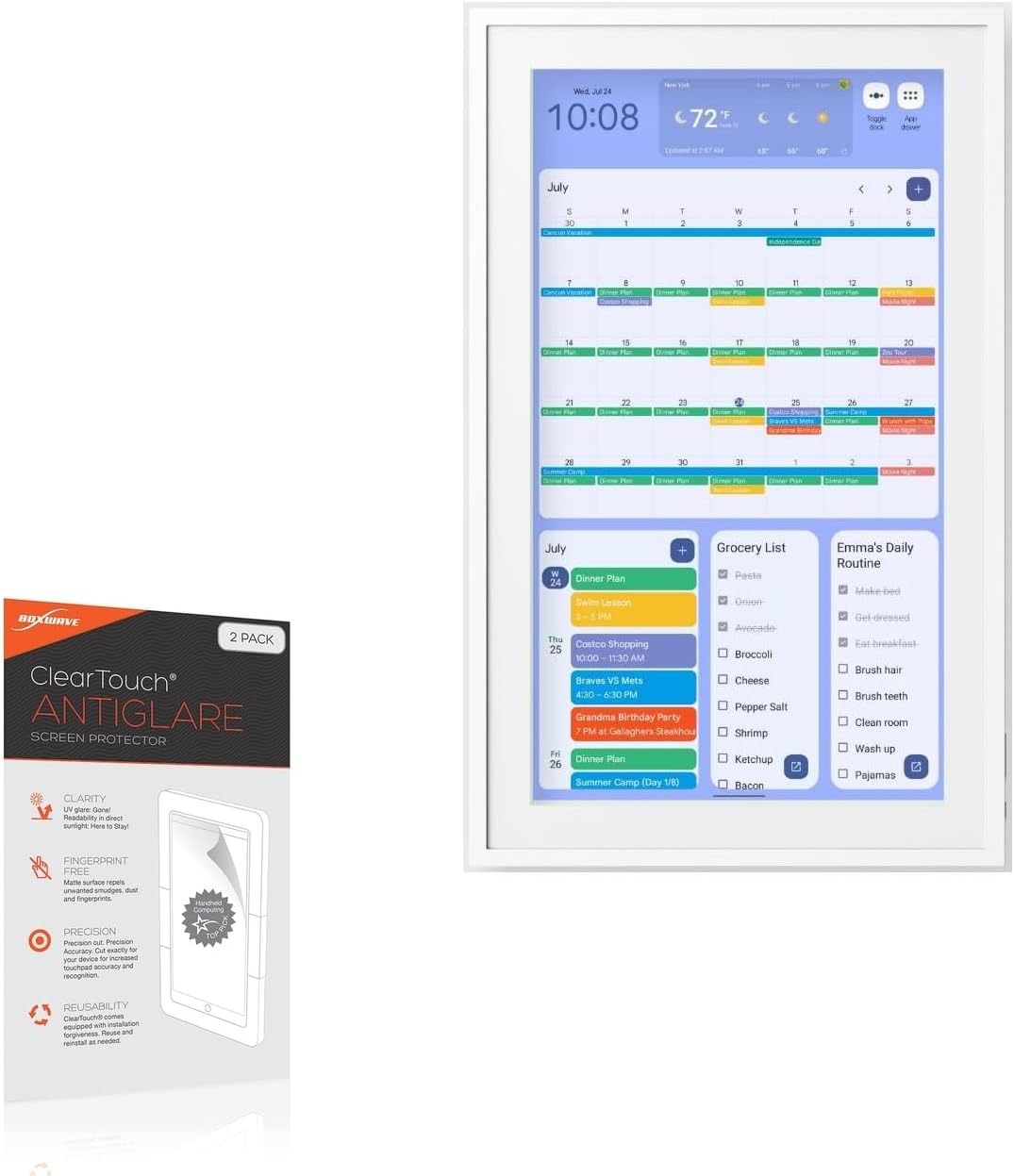 BoxWave Screen Protector Compatible with Cozyla Calendar+ (15.6 in) - ClearTouch Anti-Glare (2-Pack), Anti-Fingerprint Matte Film Skin