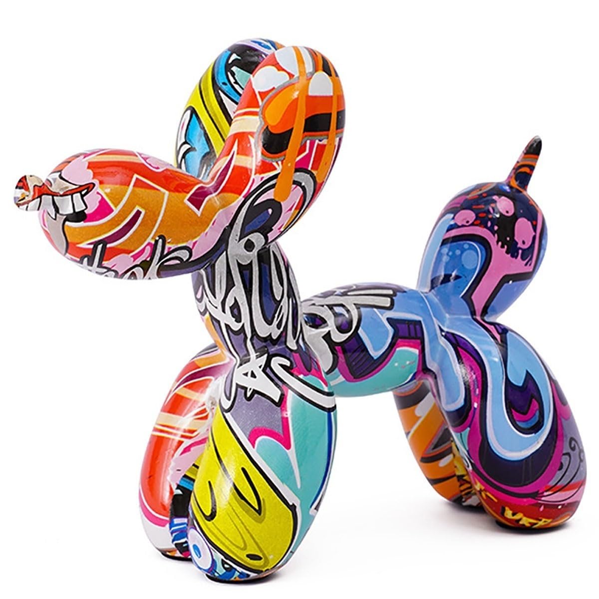 Esculturas Coloridas de Perros Con Globos de Arte de Graffiti - Figuras Creativas de Perros, Esculturas de Animales de Resina, Decoración Del Hogar de Color Abstracto for El Hogar, Oficina, Estante (