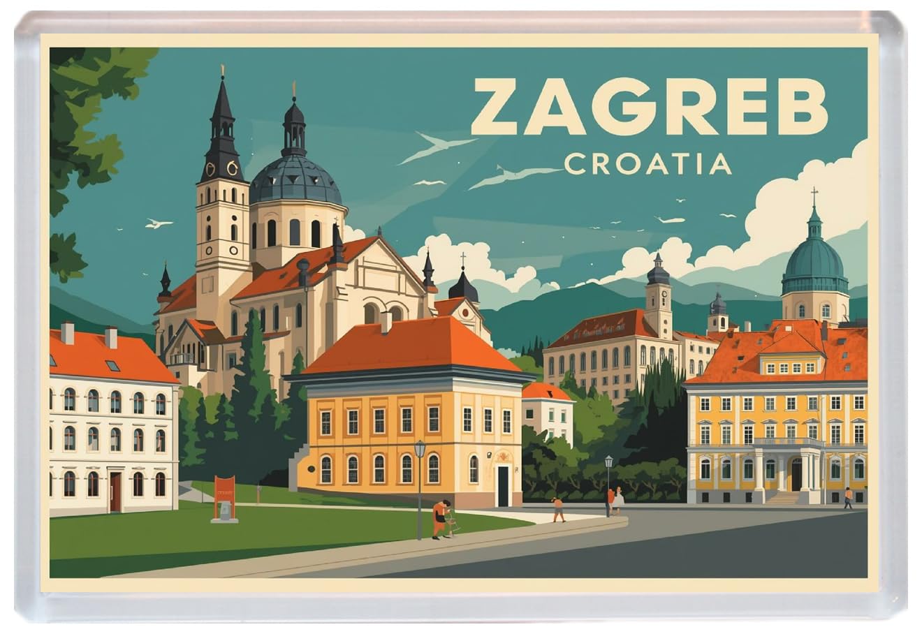 Baked Bean Store Multicolor Zagreb - Croatia - Jumbo Artistic Fridge Magnet 96 X 67Mm Bbsfhm3489