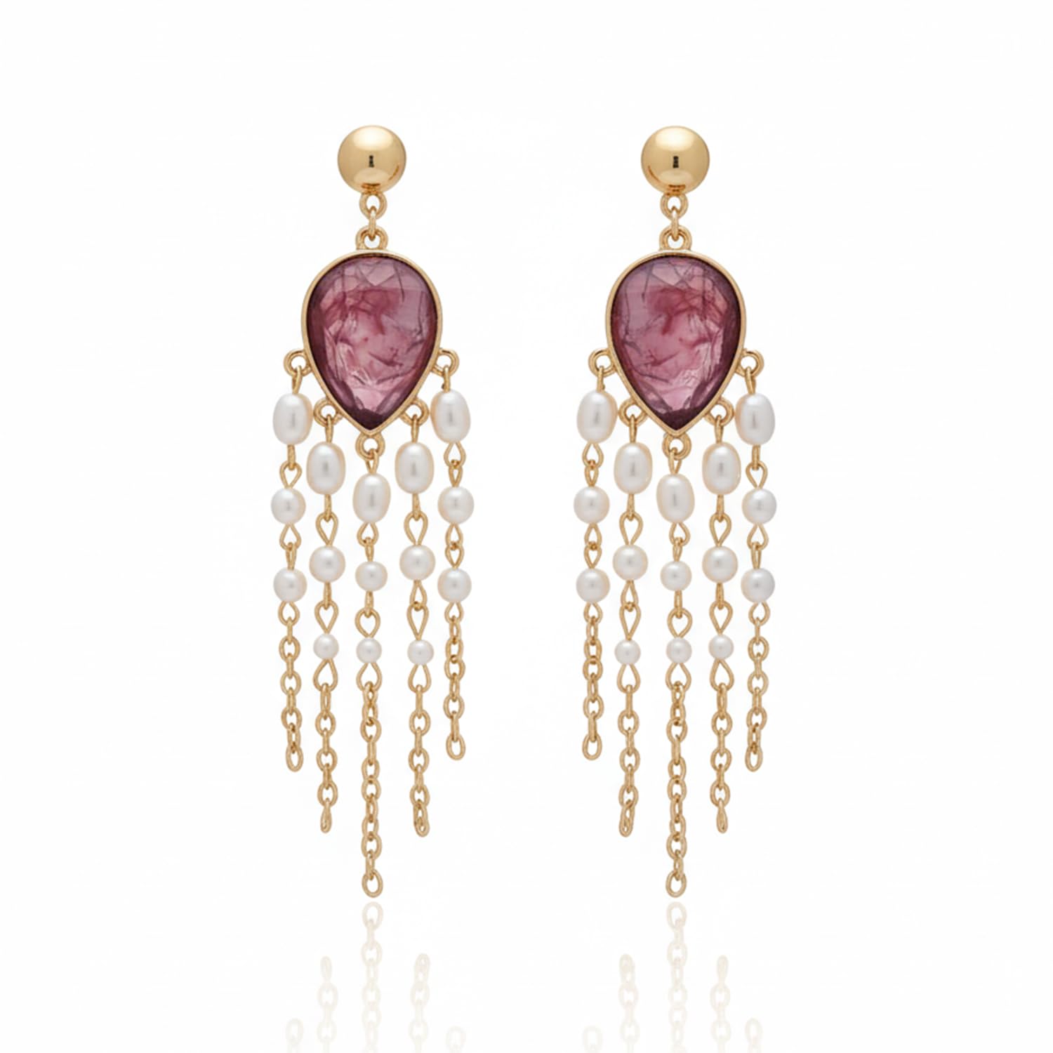 BY EVERSTYLISH Ruby Beaded Tassel Earrings for Women | Statement Long Dangler Earrings | Lightweight Drop Earrings | Fashion Jewelry | Trendy Earrings for Girls-image-11