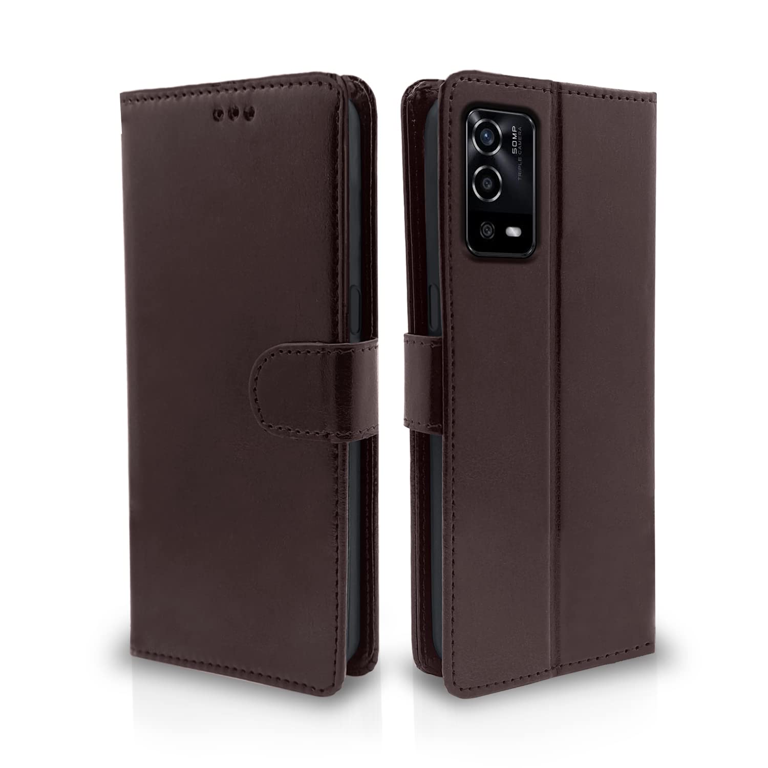 Pikkme Oppo A55 Flip Case Leather Finish | Inside TPU with Card Pockets | Wallet Stand and Shock Proof | Magnetic Closing | Complete Protection Flip Cover (Coffee) (B0BMZ3NSQB) Amazon Price History, Amazon Price Tracker