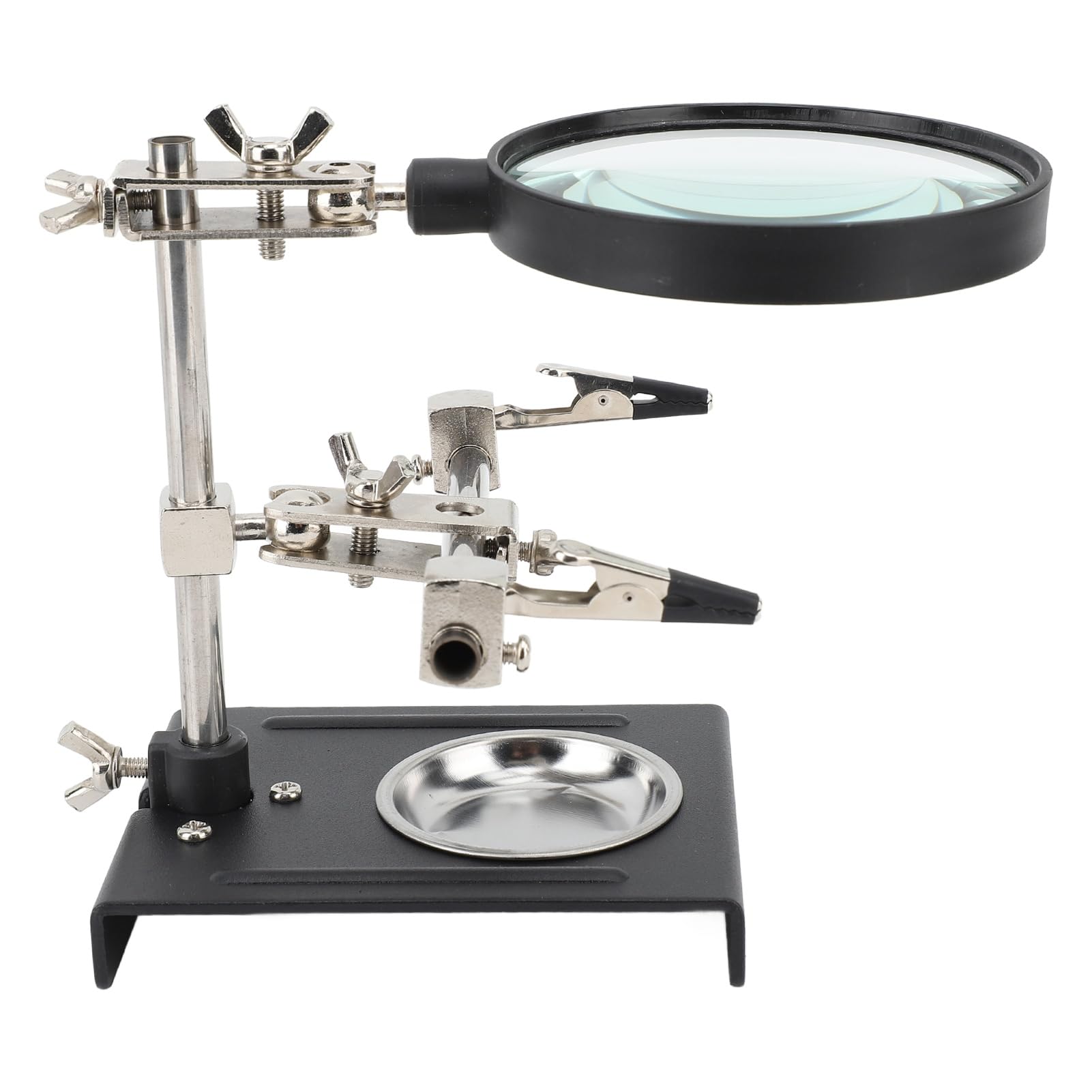 6X Magnifier with Auxiliary Clip Magnifying Glass Holder Third Hand Soldering Station for DIY Electronics and Repair