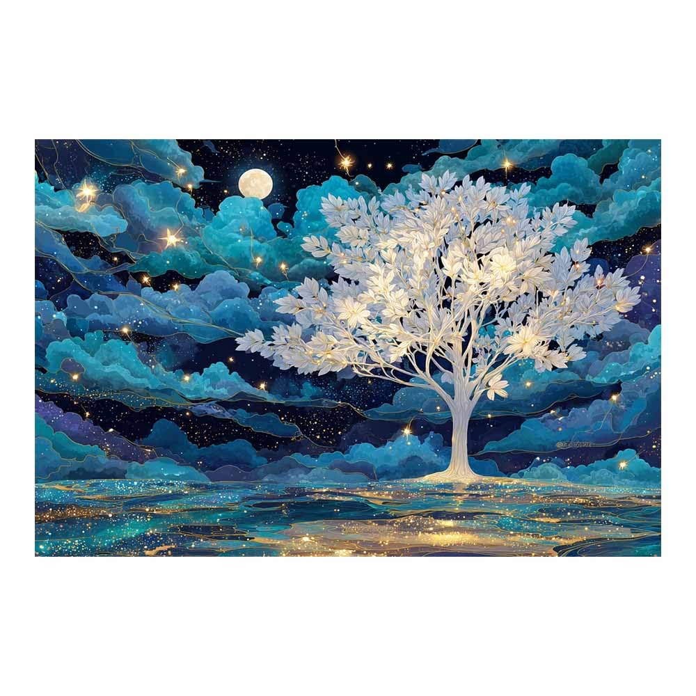 HOQIU Wall Pictures Misty fall tree tree poster, landscape wall art, for Living Room Bedroom Bathroom.(Multicolor)-30x40cm Unframed
