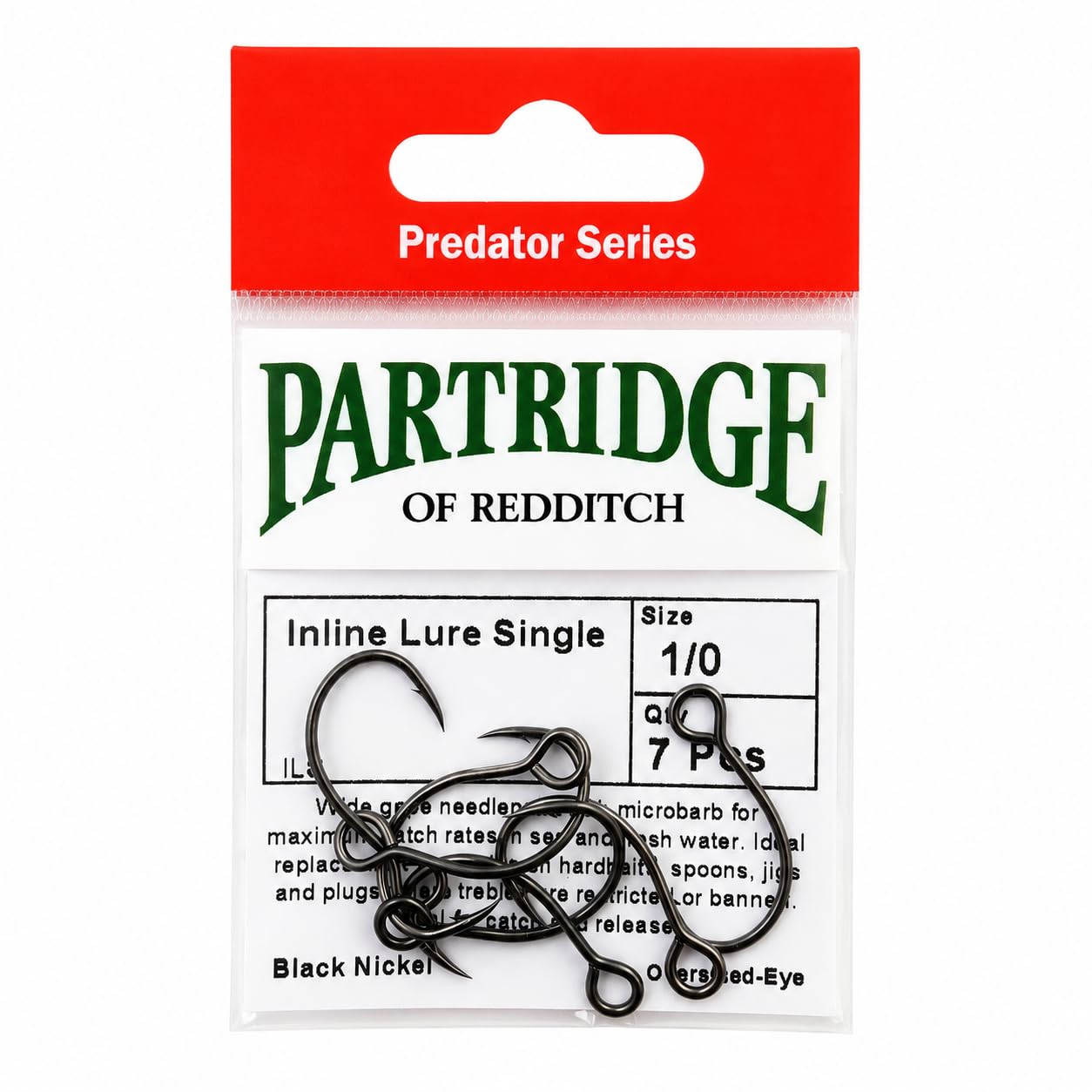 Partridge Inline Lure Fishing Single Hook (7pcs) Size #2/0