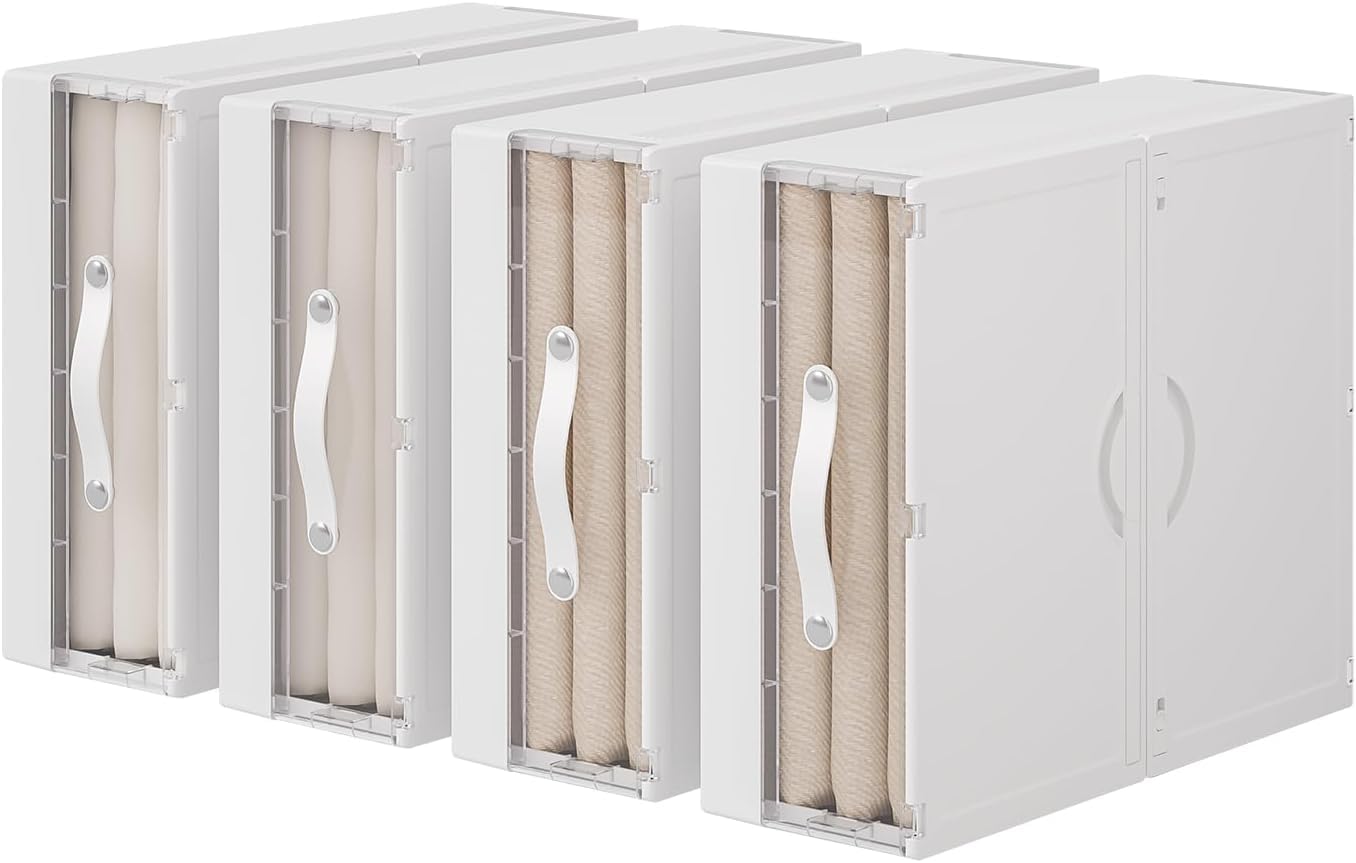 GUDEMAY 3 Piezas Contenedores Almacenaje Debajo de Cama Plásticos | Caja organizador armario Apilable| Organizadores de Armarios para Toallas, Ropa, Mantas