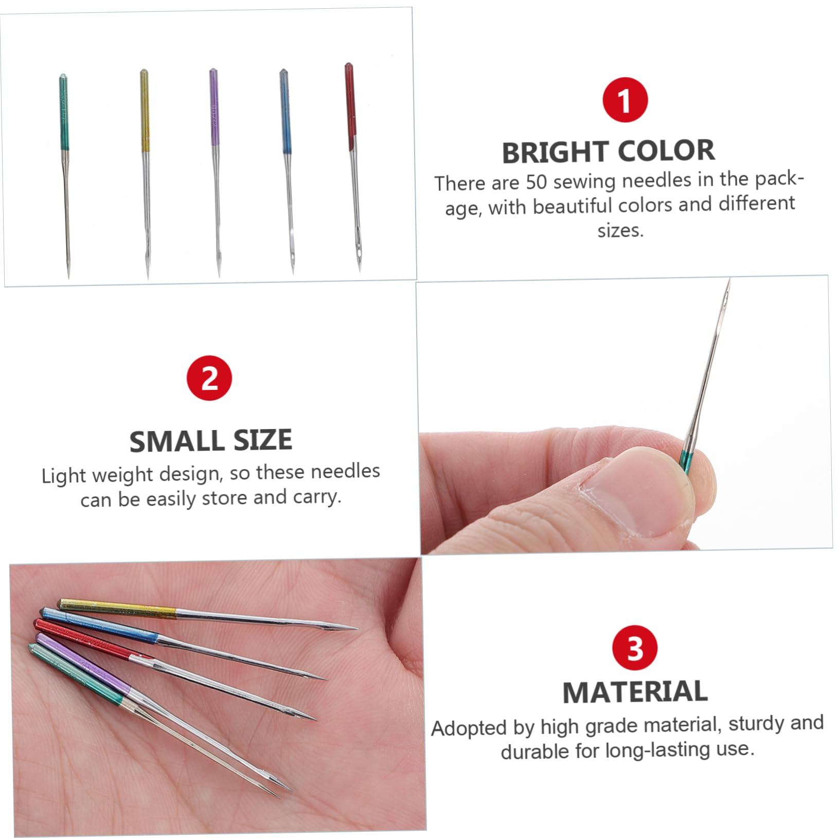 NUOBESTY 50 Agujas para Máquina de Coser, Metal, Resistentes al Desgaste, para Costura Doméstica en Jeans y Camisas