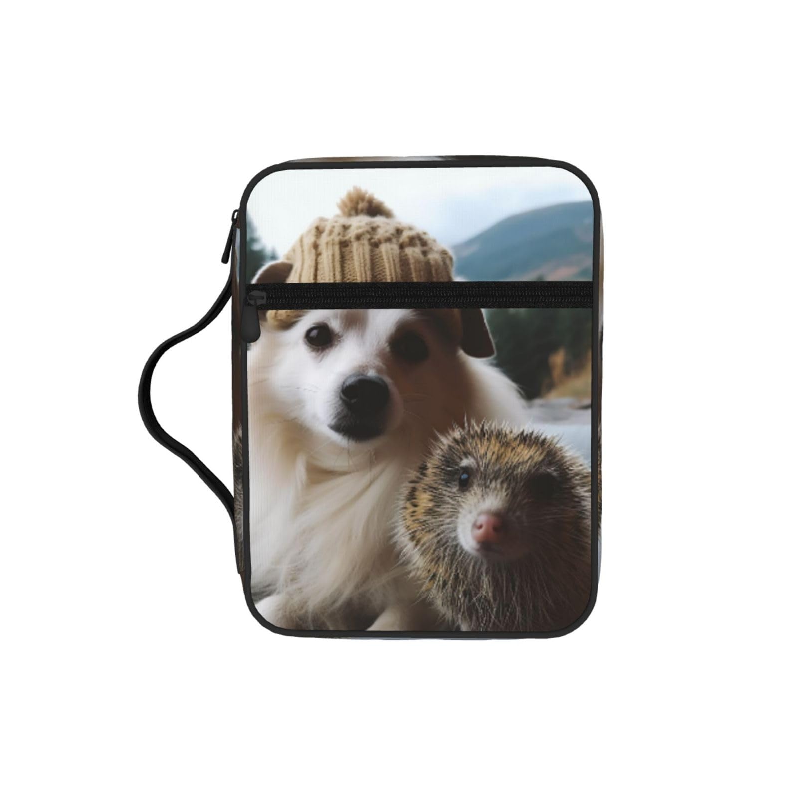 Hedgehog And Dog Bible Cover Case Waterproof Bible Bag With Handle Organizer Storage Book Cover For Bible Study