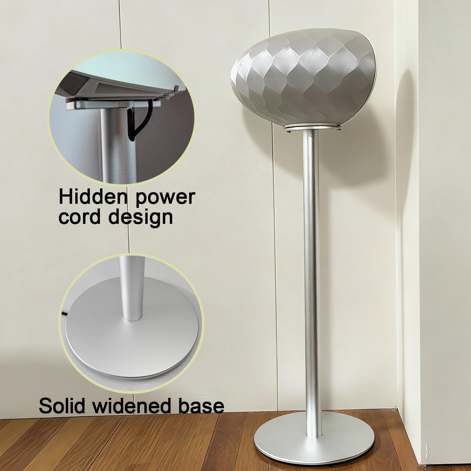 Speaker Floor Stand is Compatible with Bowers&Wilkins Formation Wedge Speakers Made of Aluminum Alloy Material Using Screws to fix the Audio, Hidden Power Cord Design (Black Pair)