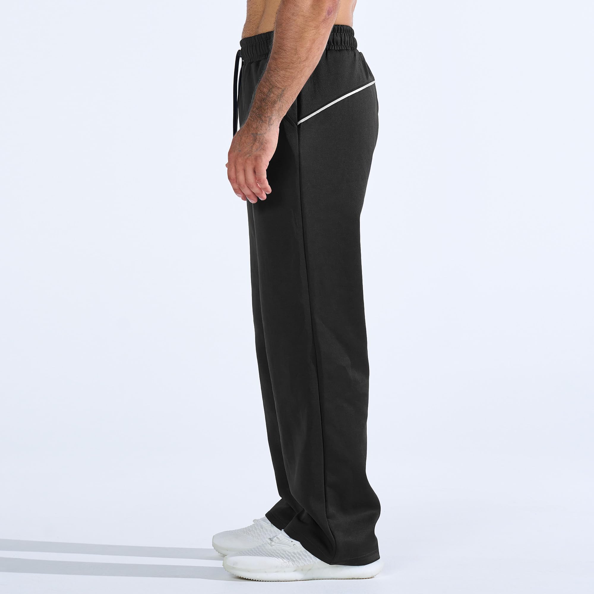 BROKIG Sporthose Extra Lang Herren Weites Bein Trainingshose | Gym Jogginghose Herren Fitnessstudio, Training Hose Herren Lang, Gerade Freizeithose mit Reißverschlusstasche