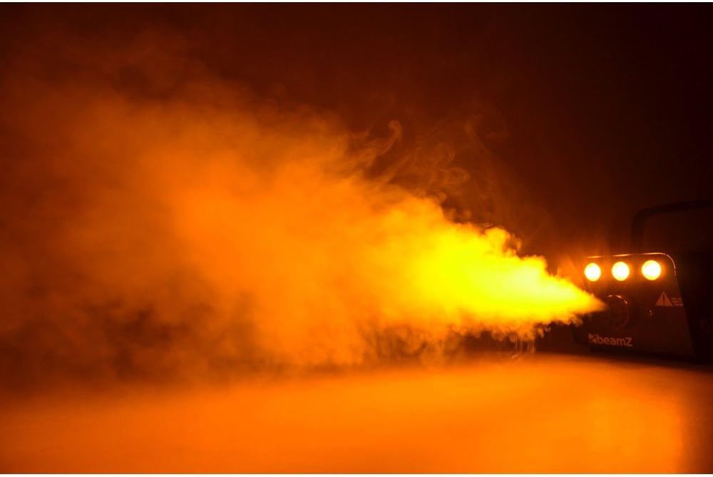 Beamz S700-LED fog machine producing a large volume of orange-tinted fog.