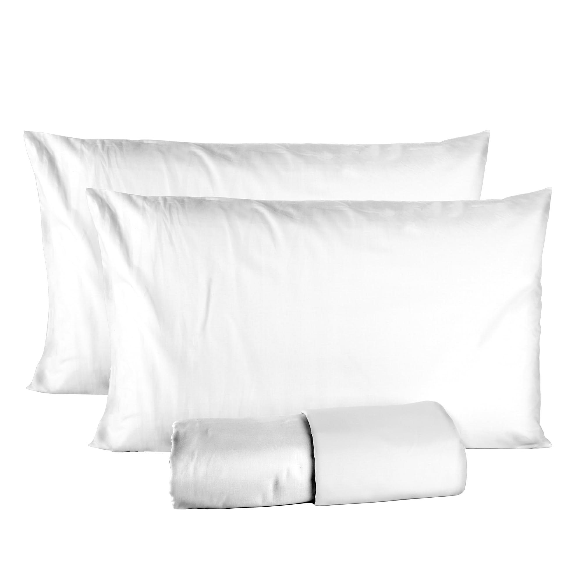 Ruggeri Completo Letto Matrimoniale - Made in Italy - 100% Raso di Puro Cotone - Collezione Di Raso in Raso by (Bianco)