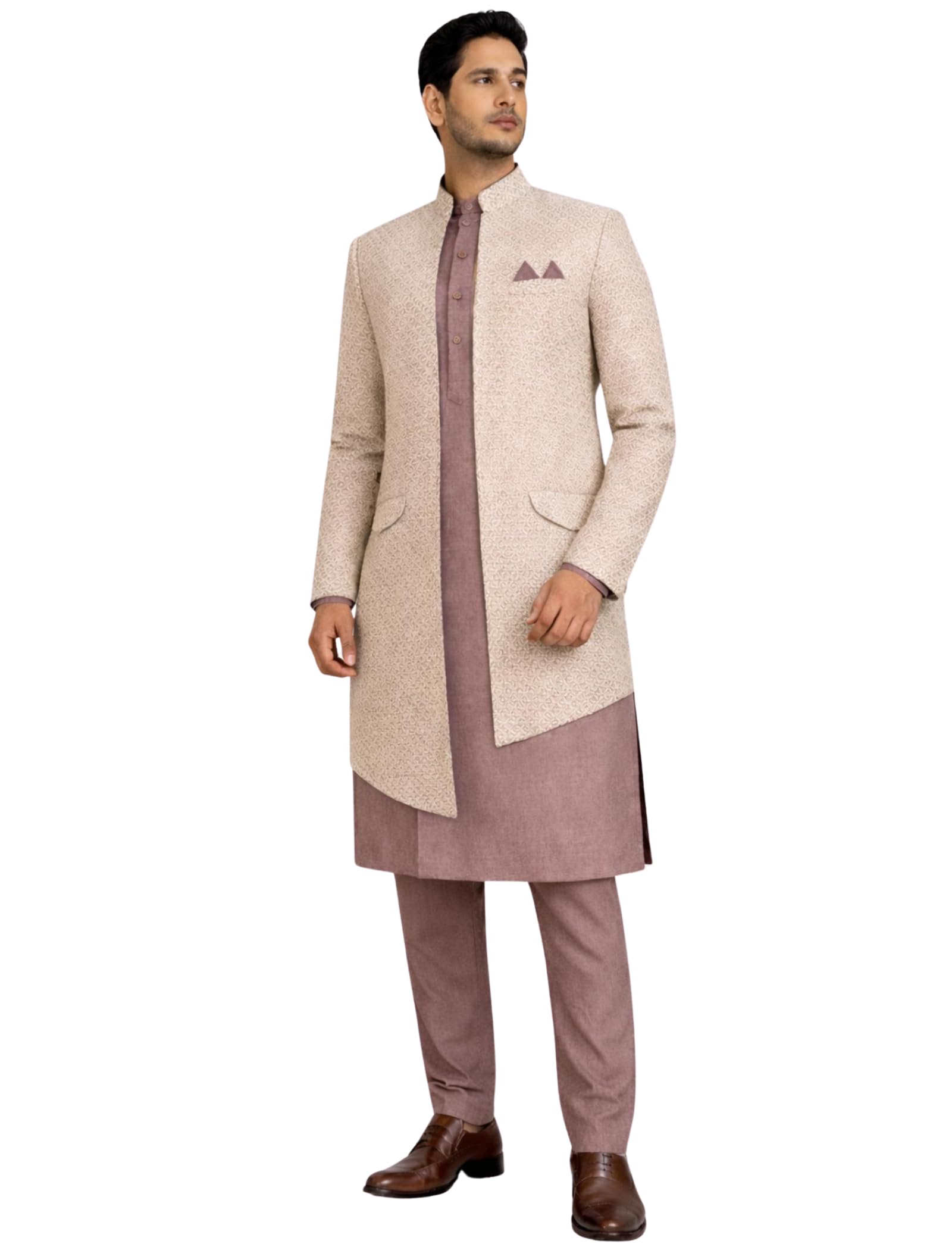 amzira Men’s Koti Kurta Set | Jacquard Fabric | Mandarin Collar | Full Sleeve | Traditional Ethnic Wear for Wedding & Festive Occasion-picture-12