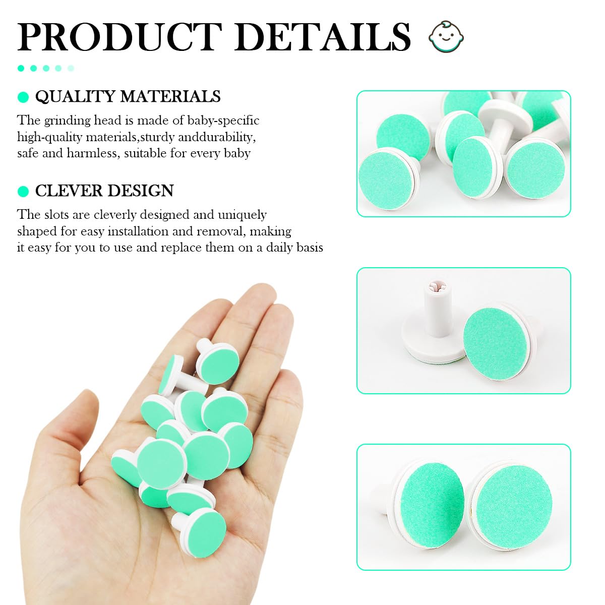 ZJIVQO 24PCS Replacement Pads for Electric Baby Nail Trimmer Electric Nail Trimmer Replacement Pads for Standard Nail File Clippers and Cutter Kit Blue - Image 3