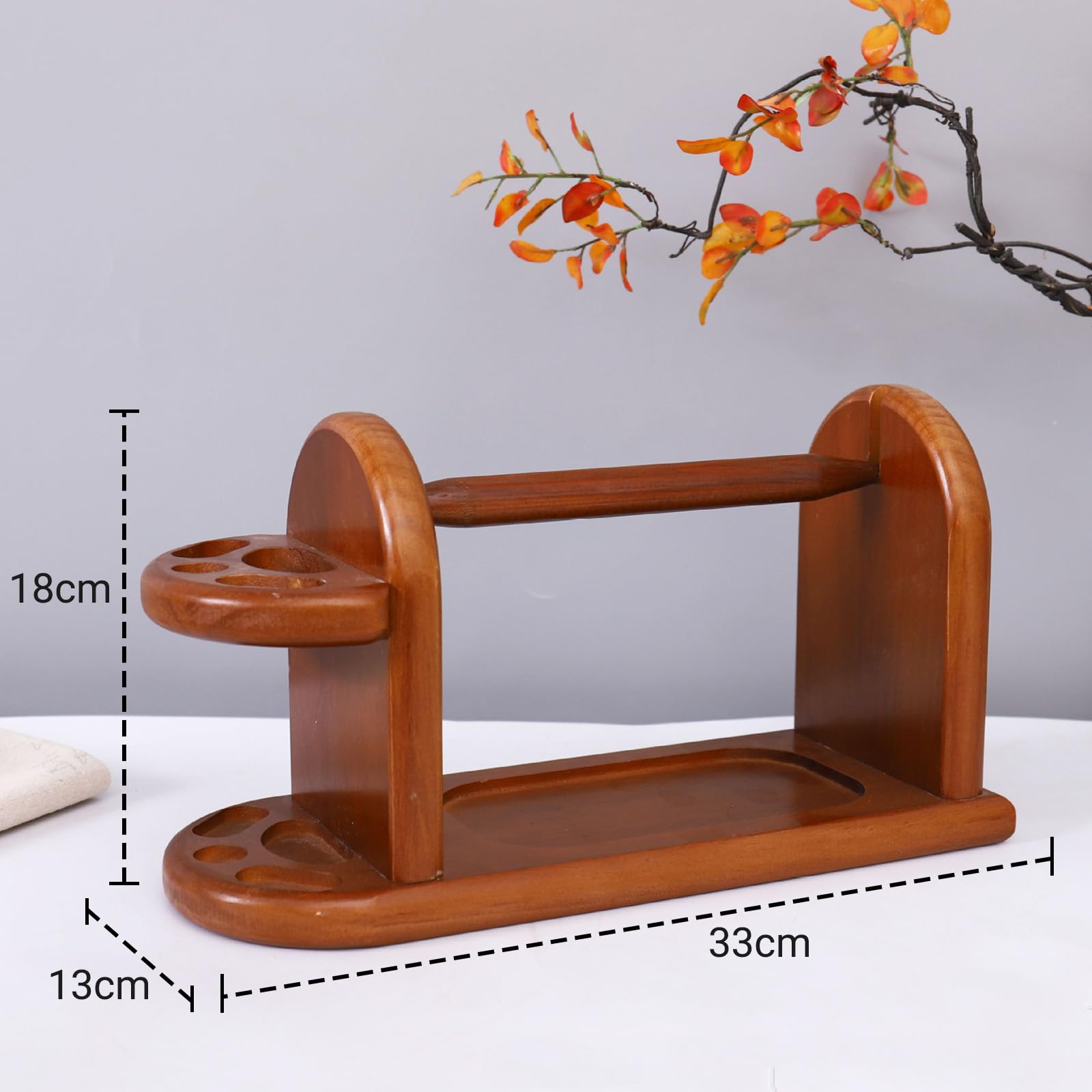 RoseFlower Supporto per Filato, Supporto per gomitolo di Legno Rosso Naturale, Portafilo in Legno con meccanismo Rotante, Regalo per Donne anziane