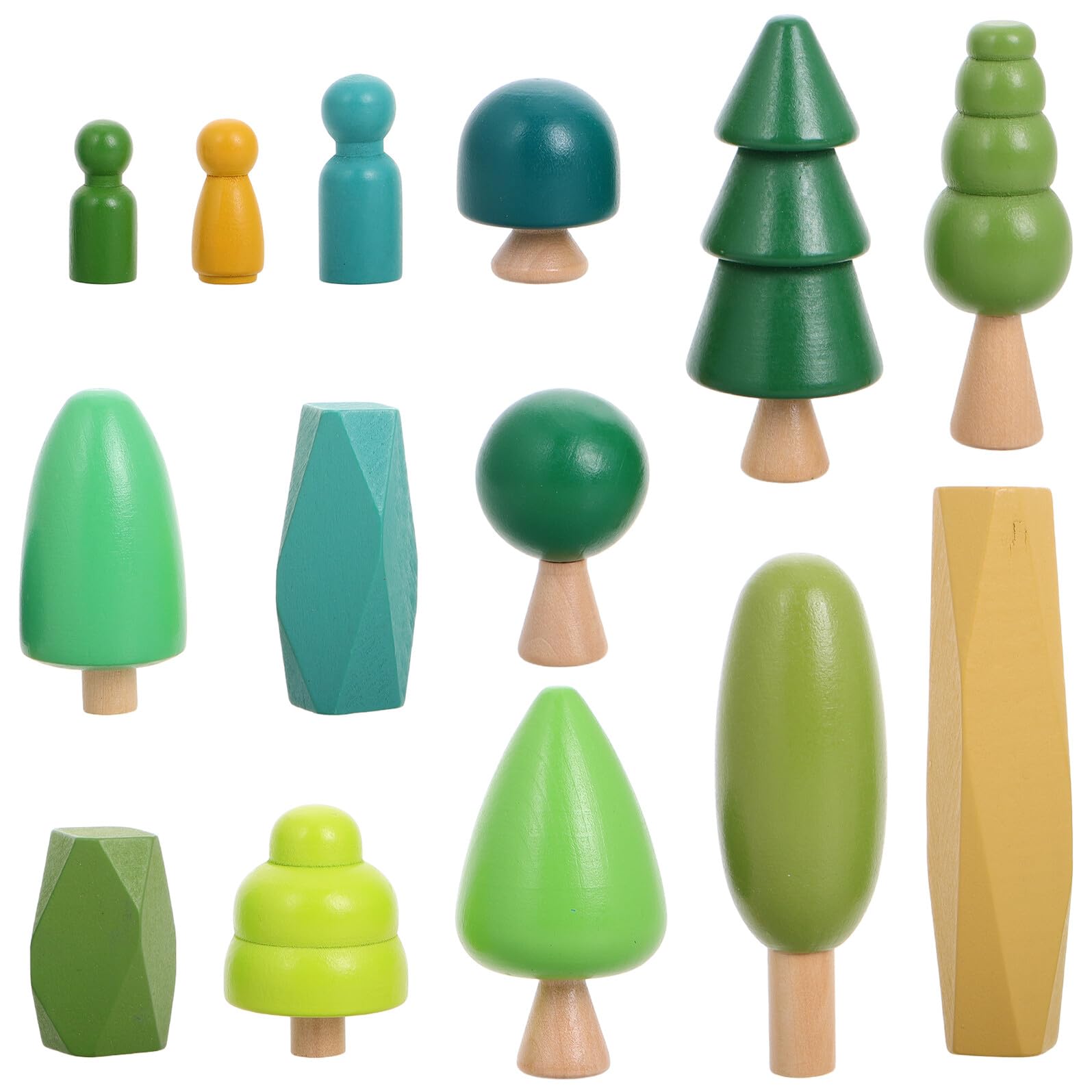 Gatuida Wooden Mini Tree Set for Educational Small Craft Plaything Cake Decoration Model Natural Wood Wooden