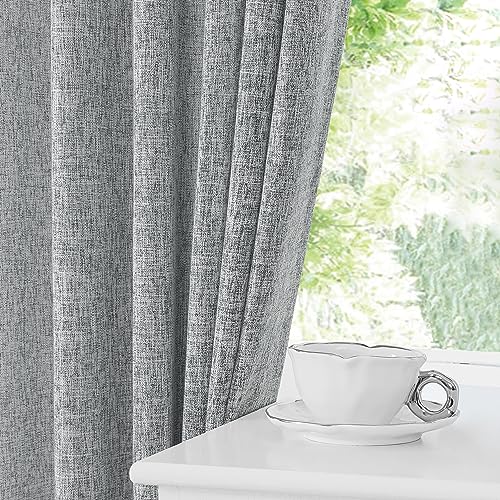 Cortina plisada semitransparente de textura extra larga y acabado elegante en gris oscuro 3