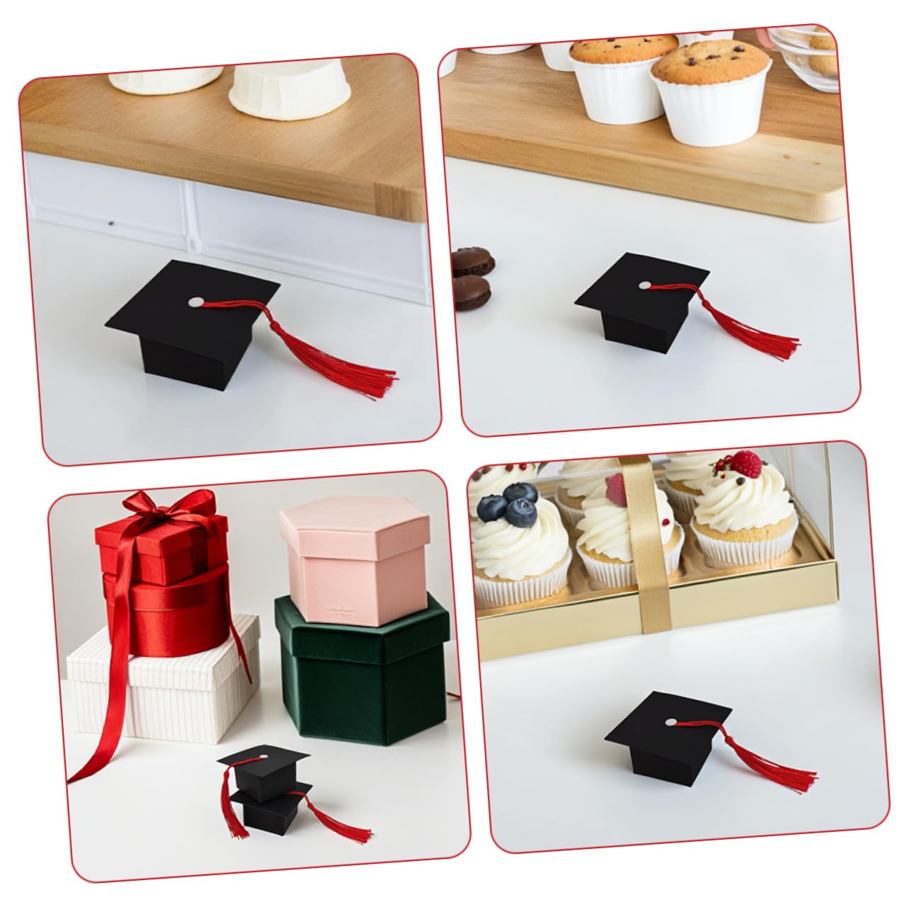 Alipis 100 Stck. Schwarze Doktorhut Candy Boxen mit Roter Quaste Stabile Abschluss Geschenkboxen zum Befüllen Dekorative Süßigkeitenbehälter für Abschlussfeier und Gratulation
