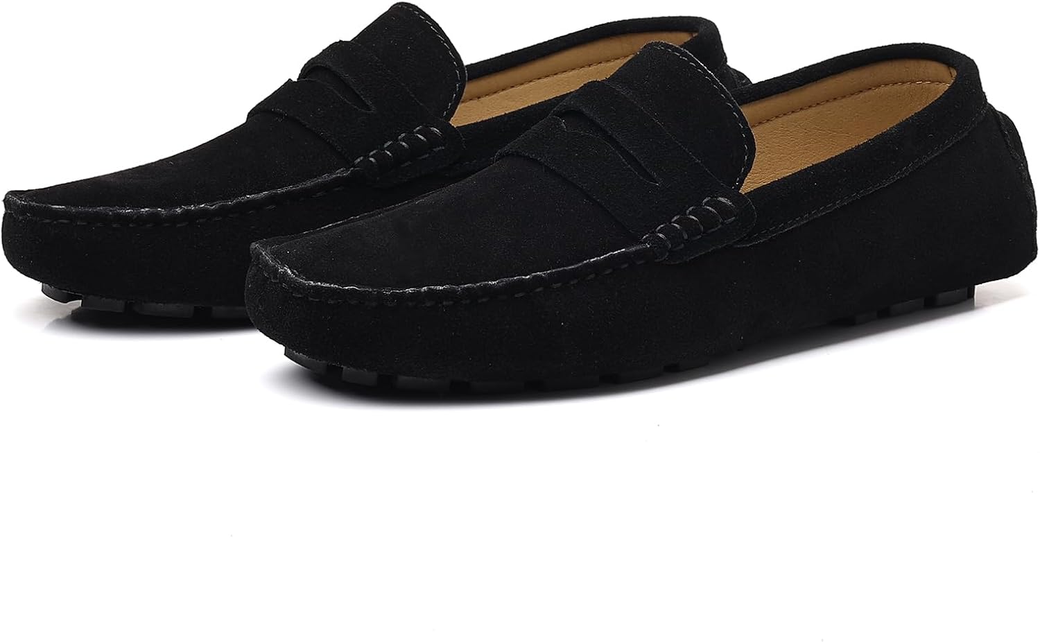 DCZTELG Men's Suede Penny Loafers - Slip-On Comfort Casual Shoes for Business & Driving