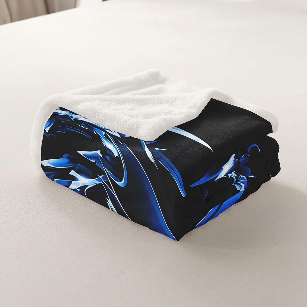 Feelyou Dragon Throw Blanket Black Blue Soft Fleece Sherpa Cozy Fuzzy Plush Warm Magical Dragon Fuzzy Plush Throw Wild Animal Twin 60"x80" for Bed Couch Living Room
