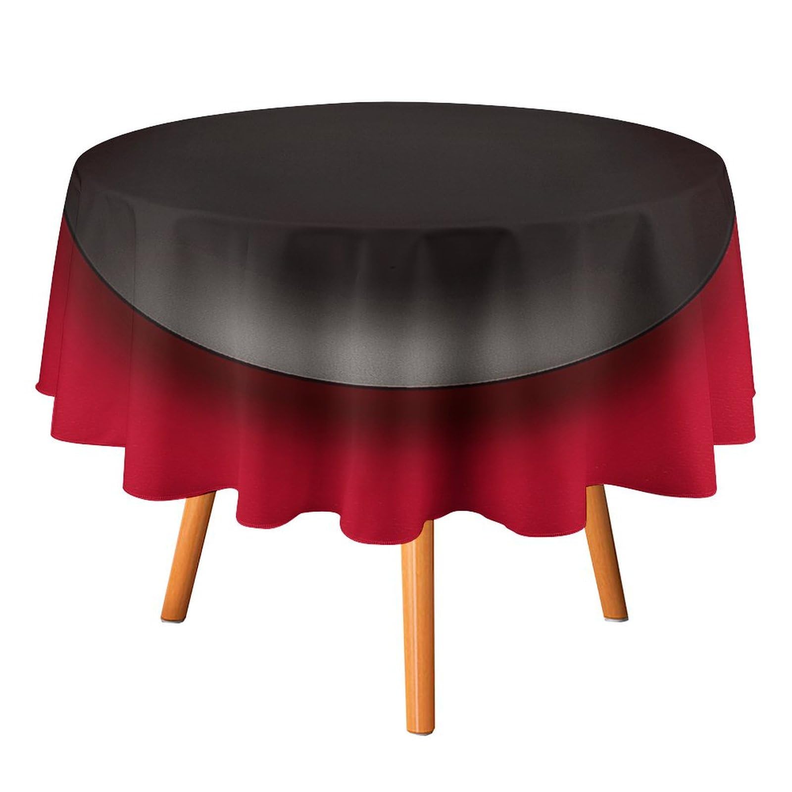 Nappe ronde rouge et noire pour dîner sur patio et fête d'anniversaire