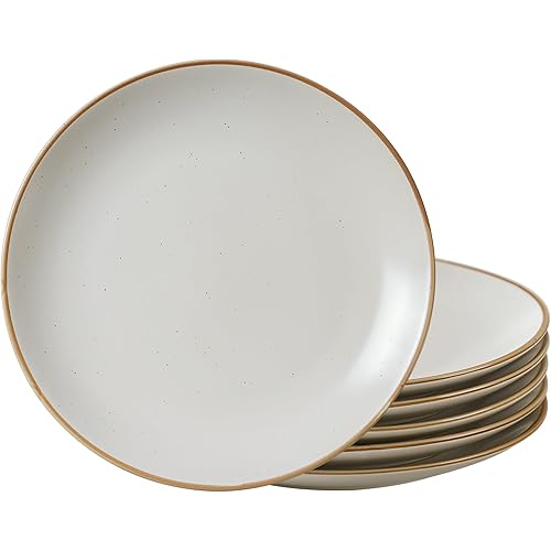 Ceramic Dinner Round Plates 6-Piece 10.28" Dinnerware Set, Large Round Plates, Serving Dishes, Chip and Scratch Resistant, Microwave Oven Dishwasher Safe, Vanilla White, Christmas Housewarming Gift