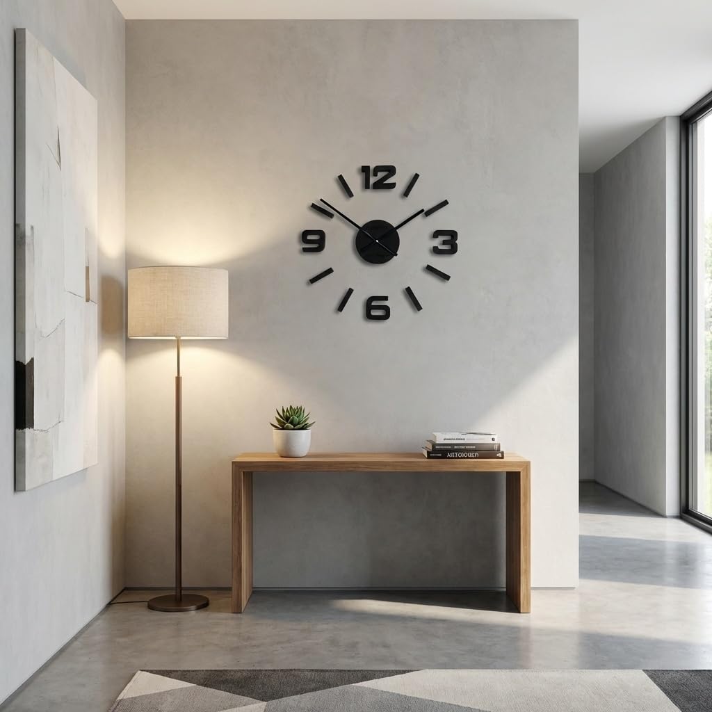 FLEXISTYLE Orologio da parete 3D fai da te, in legno di quercia, grande, 50-75 cm, 3D, design moderno, EKO, orologio da parete, decorazione per ufficio, soggiorno, camera da letto, articolo