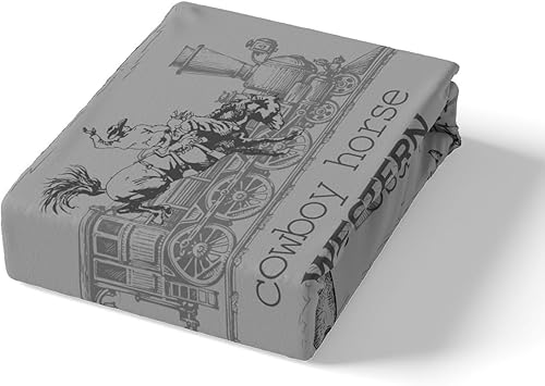 Miniatura 5 de Manfei Juego de sábanas bajeras de vaquero tamaño individual, juego de ropa de cama de caballo vaquero occidental de 2 piezas para decoración de