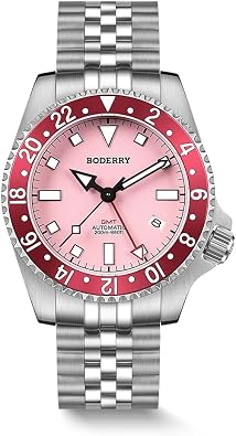 BODERRY Mens Watch Titanium Automatic 200M Waterproof Diver Watch with GMT Automatic Movement and Titanium BraceletAdmiral