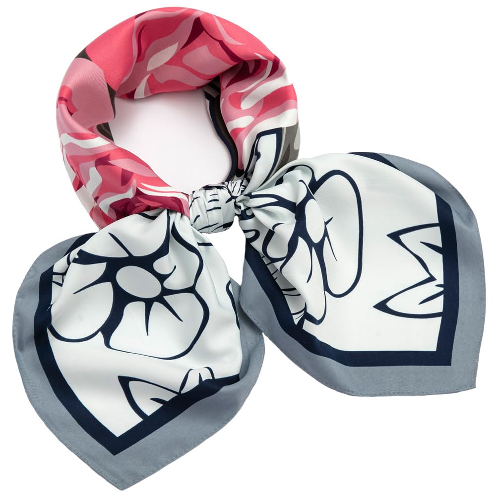 Silk Like Twill Scarf Large Headscarf Square Hair Scarves Fashion Roses Pattern Neck Scarfs for Women 35" x 35"